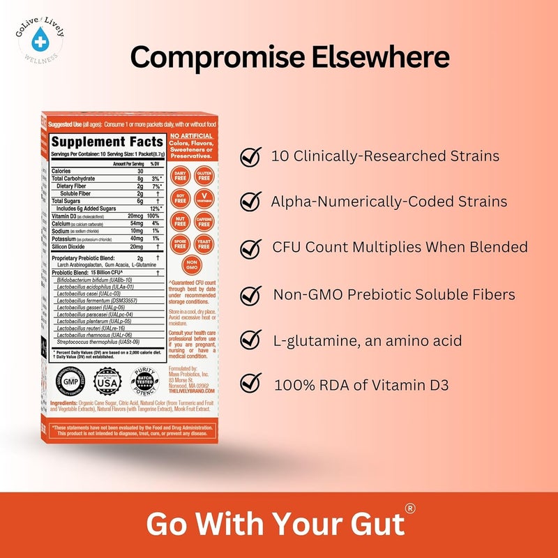 GoLive Probiotic & Prebiotic Supplement Mix - Tangerine Turmeric - Image 5
